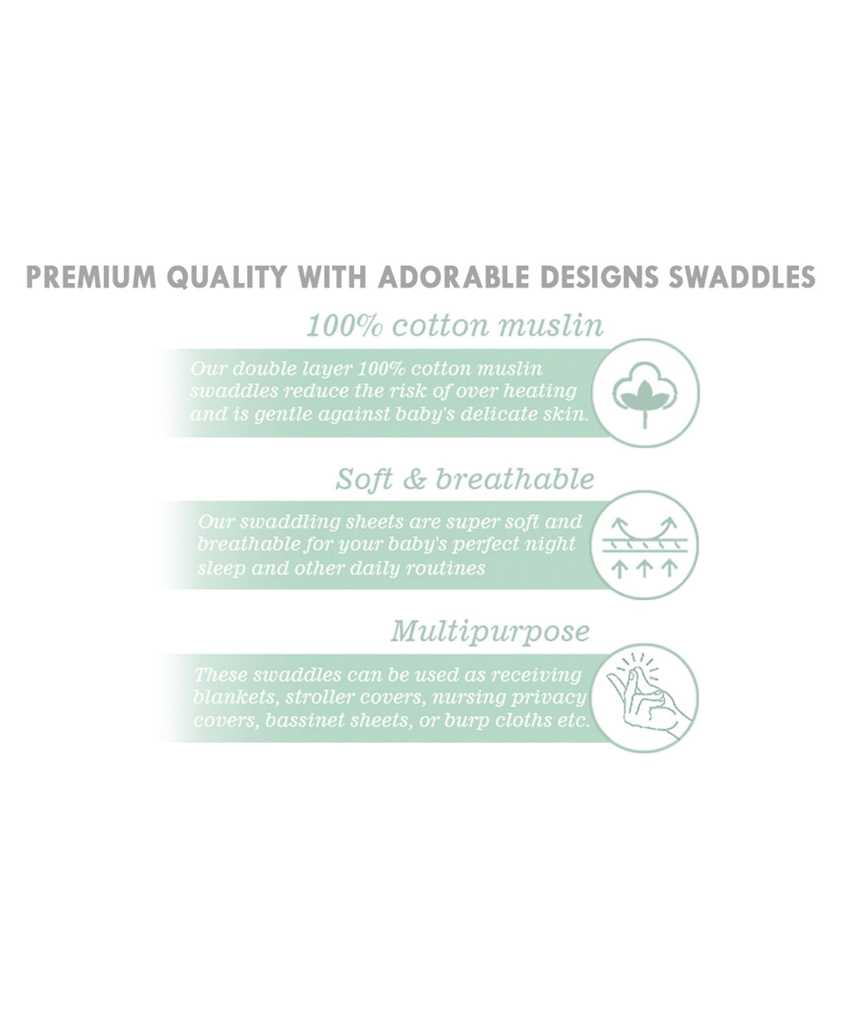 Abracadabra Cotton Muslin Swaddles Set of 3 – Savanna