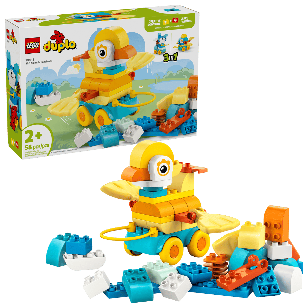LEGO DUPLO 3in1 Animals on Wheels 58 Pieces Multicolour