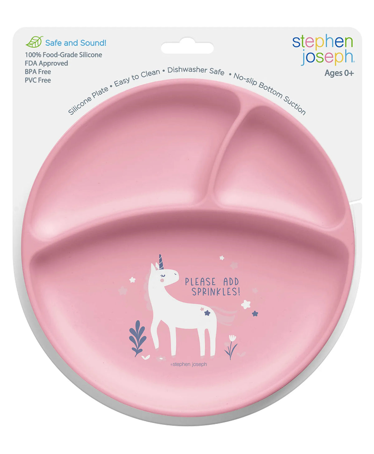 Stephen Joseph Unicorn Silicone Suction Plate 20.3 × 20.3 cm Pink