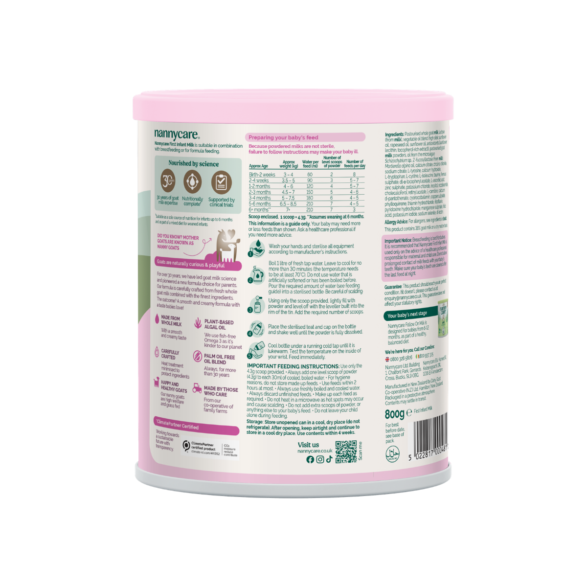 Nannycare First Infant Goat Milk Formula Stage 1 800g