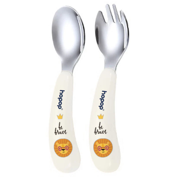 Hopop Stainless Steel Spoon & Fork Set with Travel Case White