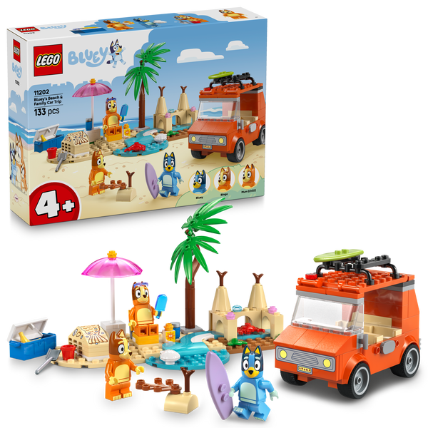 LEGO® Bluey: Bluey’s Beach & Family Car Trip, Preschool Toy Building Kit 11202 -4+