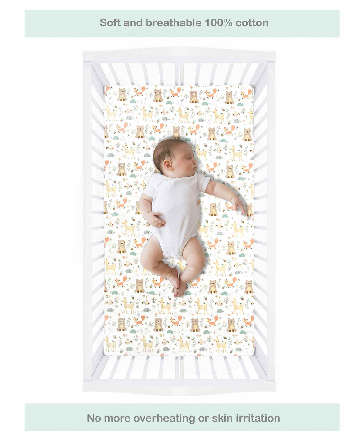 Abracadabra Bambi & Friends Cotton Flat Cot Bedsheets – Pack of 2