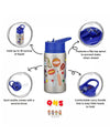 ONS Kids Stainless Steel Water Bottle Sports Theme Blue - 530 ml