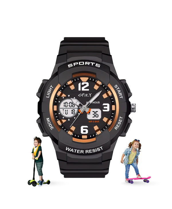 Spiky Eva6 Analog & Digital Sporty Watch - Black