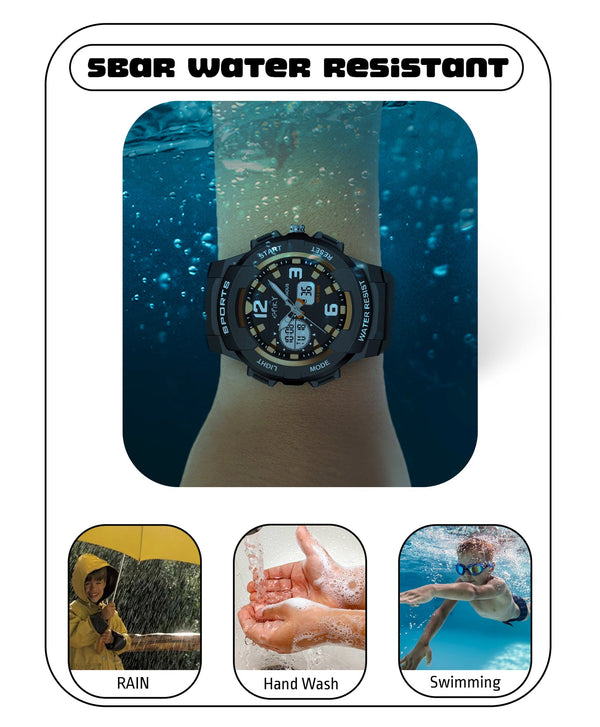 Spiky Eva6 Analog & Digital Sporty Watch - Black