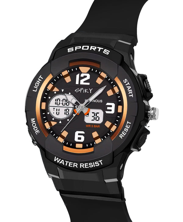 Spiky Eva6 Analog & Digital Sporty Watch - Black