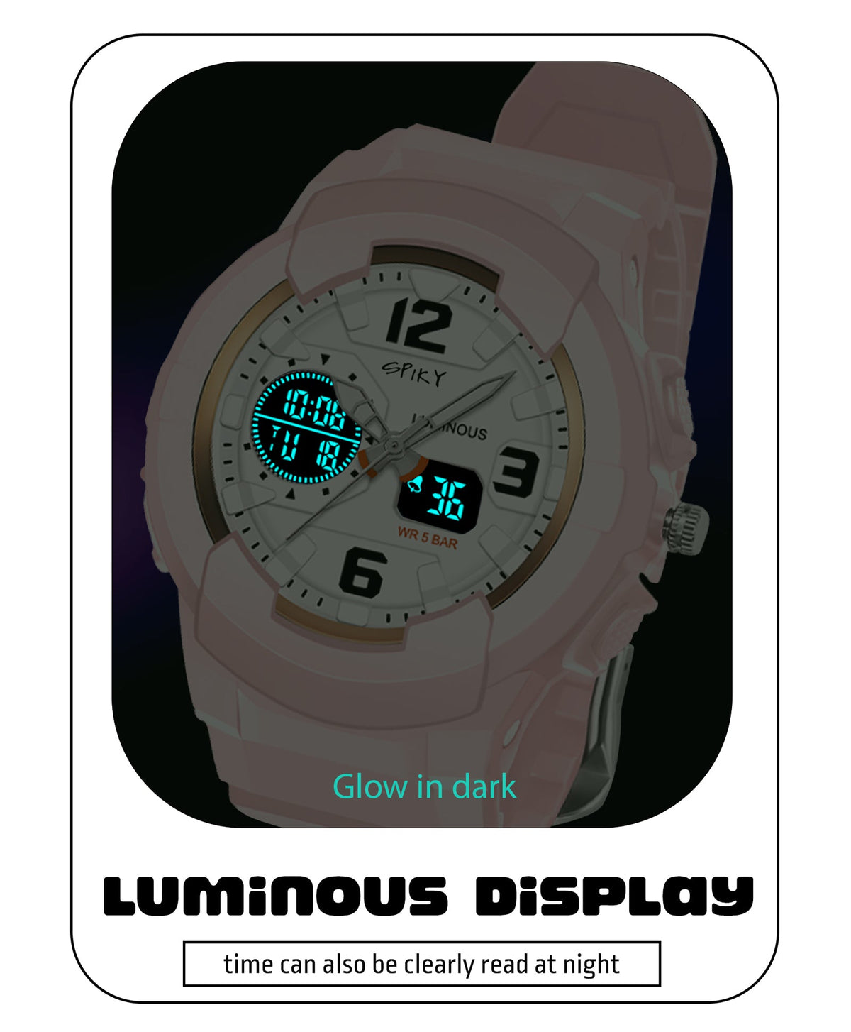 Spiky Eva6 Analog & Digital Sporty Watch - Pink