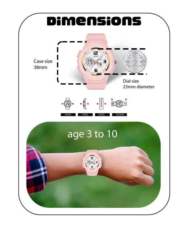 Spiky Eva6 Analog & Digital Sporty Watch - Pink