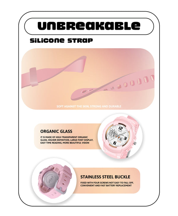 Spiky Eva6 Analog & Digital Sporty Watch - Pink