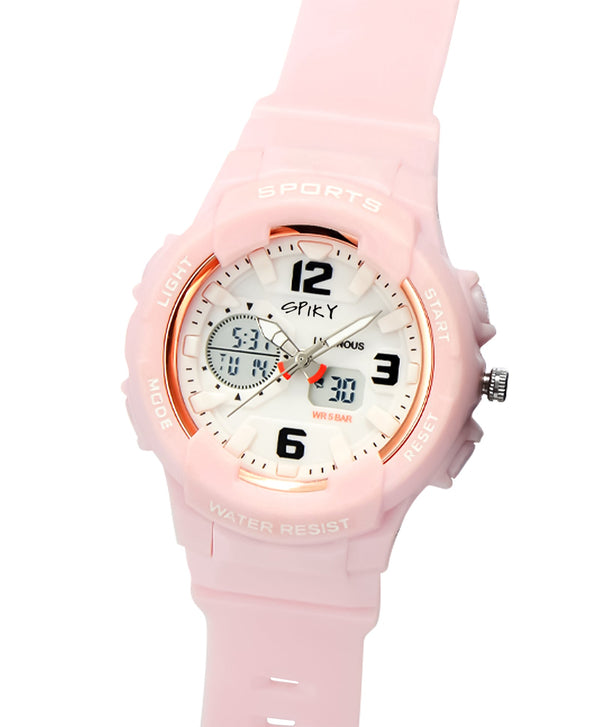Spiky Eva6 Analog & Digital Sporty Watch - Pink