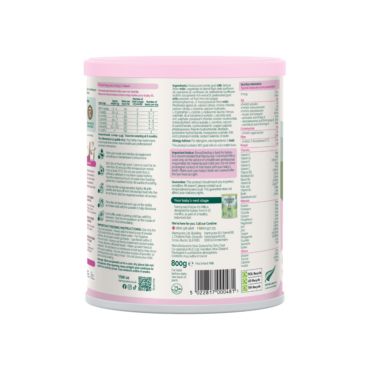 Nannycare First Infant Goat Milk Formula Stage 1 800g