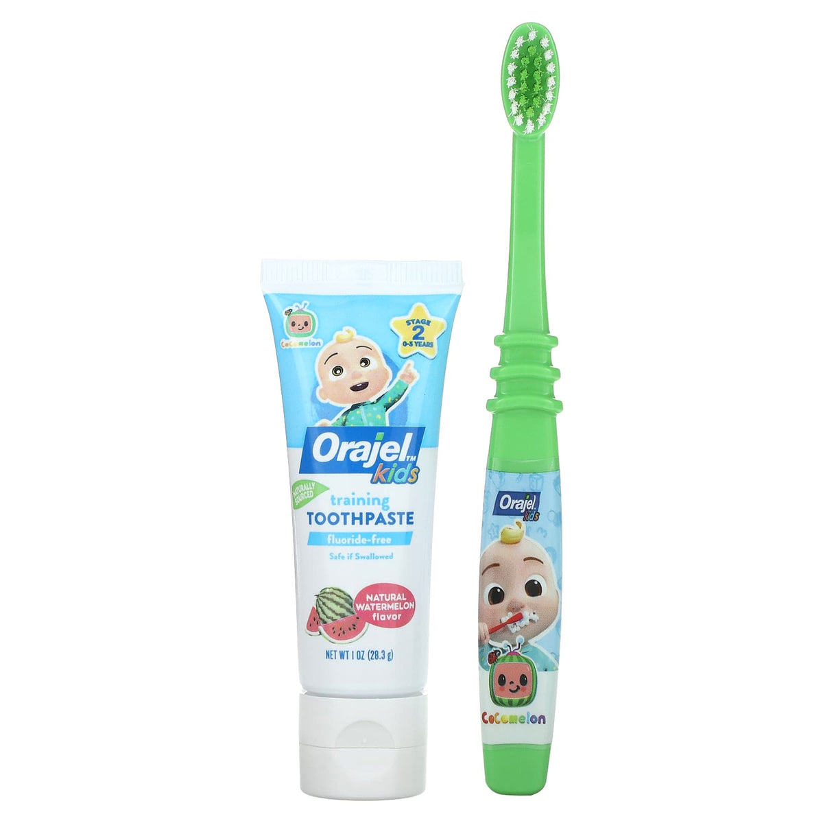 Orajel Kids Cocomelon Training Toothpaste With Toothbrush Fluoride-Free For 0-3 Years