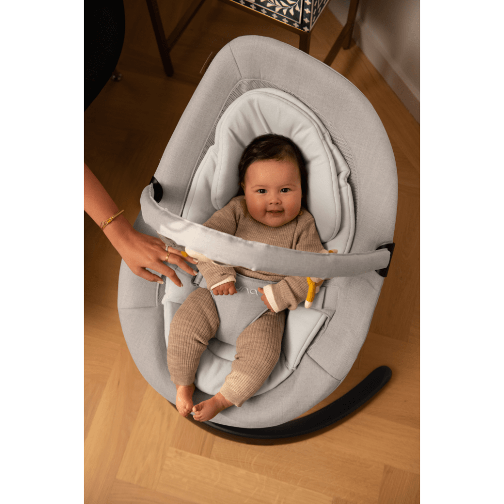 Nuna LEAF Grow Baby-to-Big-Kid Bouncer with Toy Bar – Driftwood