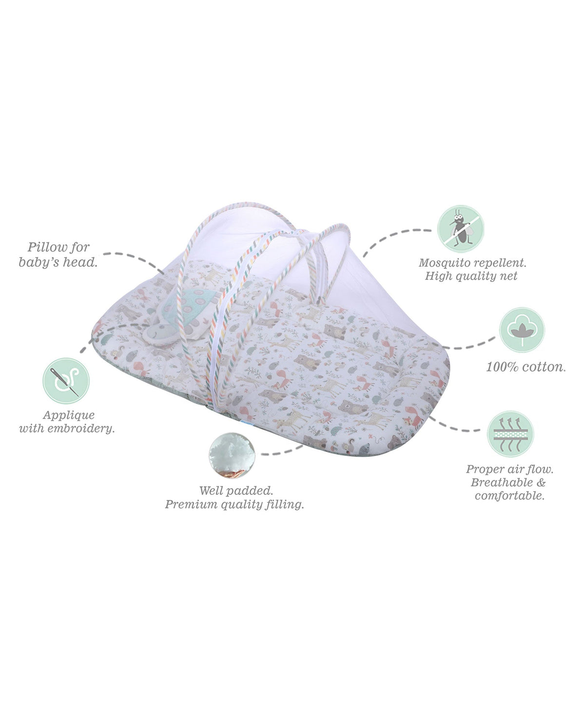 Abracadabra Gadda Set With Mosquito Net - Woodland