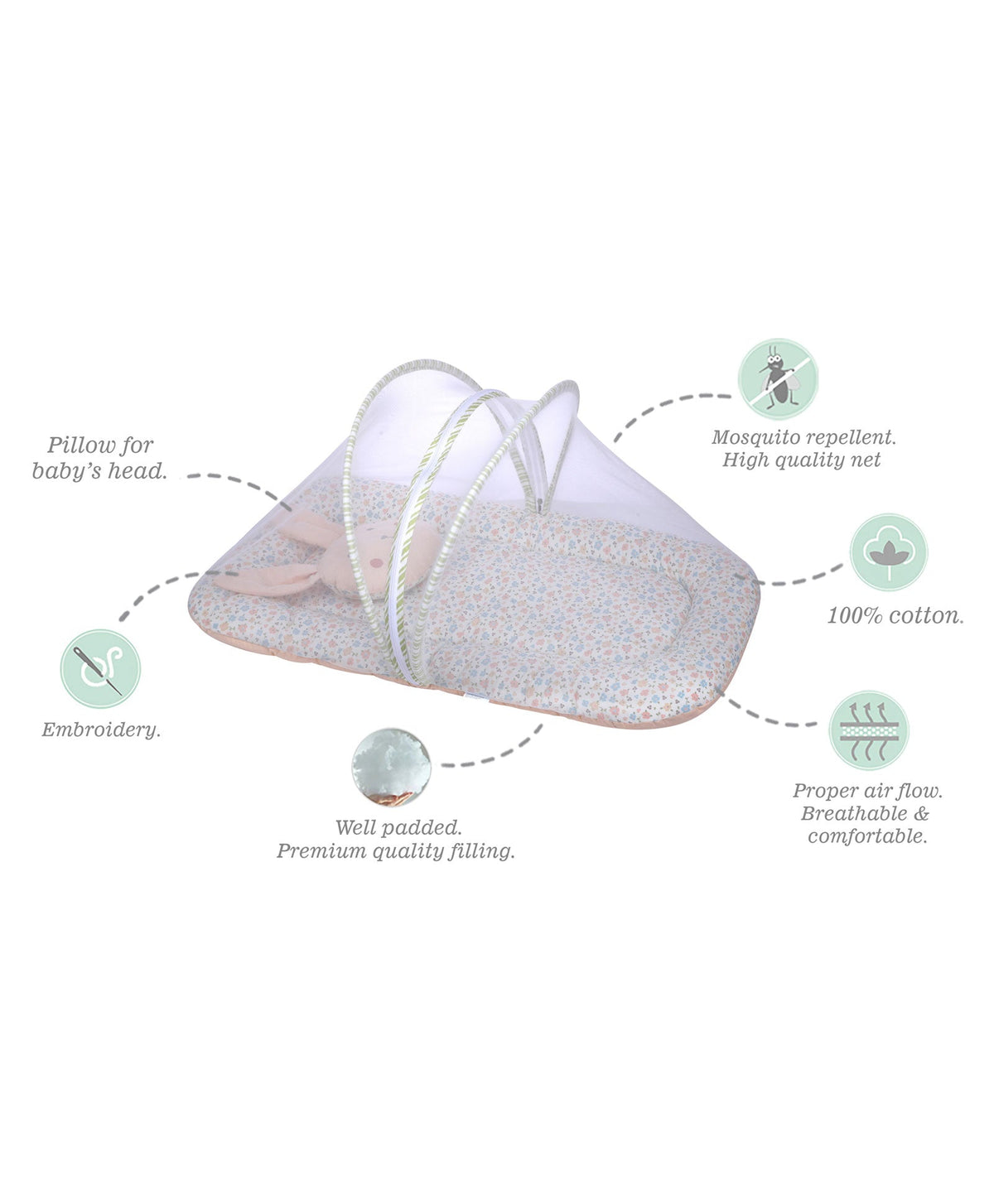 Abracadabra Baby Gadda Set with Mosquito Net & Pillow – Bunny Garden