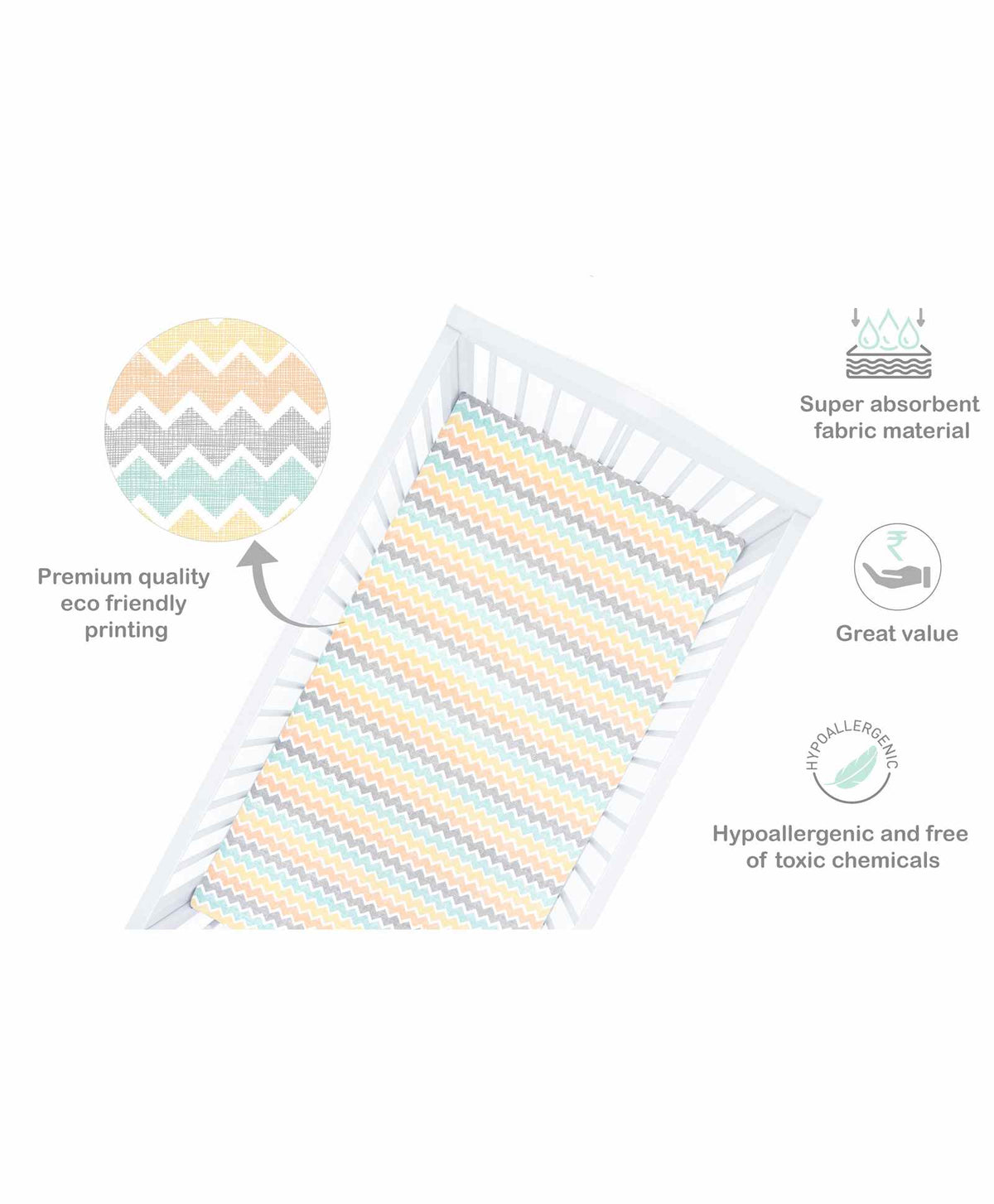 Abracadabra Sleepy Friends Cotton Flat Cot Sheets – Set of 2