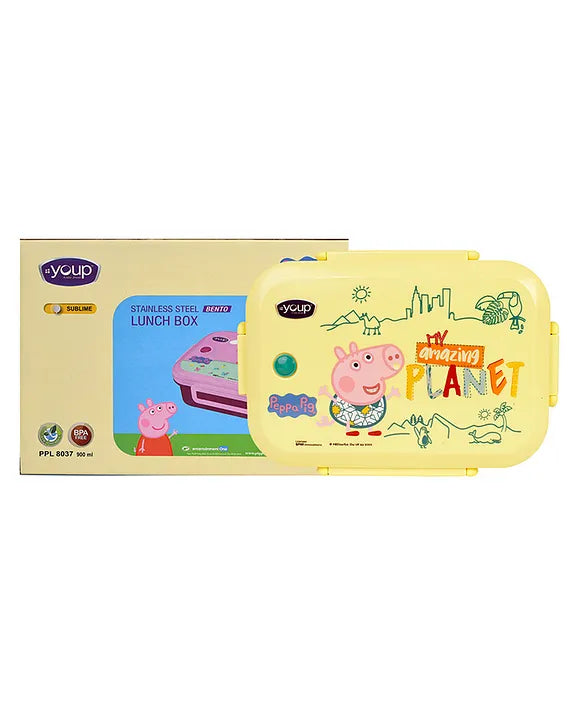 Youp Stainless Steel Silicone Rings Kids Lunch Box - Pegga Pig