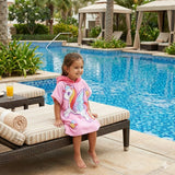 Quad Seven Magical Unicorn Hooded Towel Poncho for Kids (2–4 Years) – Soft & Absorbent Beach & Bath Robe with Sunglasses