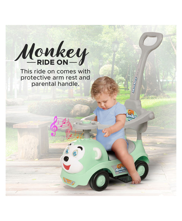 Dash Monkey 3 in 1 Ride on for Kids (2 Years Plus) Musical Push Car with Parental Handle