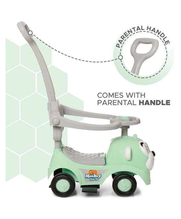 Dash Monkey 3 in 1 Ride on for Kids (2 Years Plus) Musical Push Car with Parental Handle