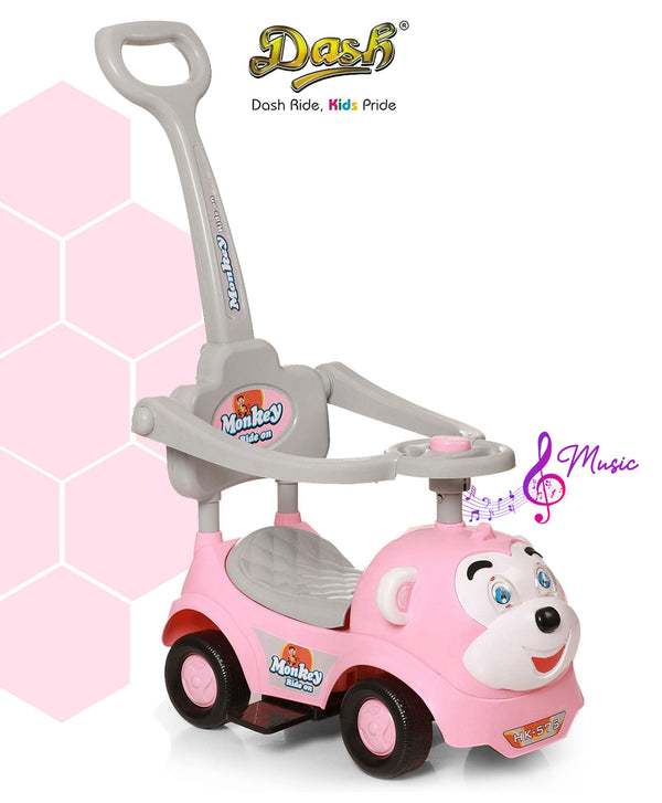 Dash Monkey 3 in 1 Ride on for Kids (2 Years Plus) Musical Push Car with Parental Handle