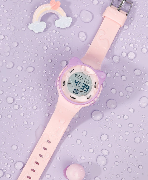 Spiky Eva12 Cat Shaped Sports Digital Watch - Pink