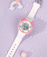 Spiky Eva12 Cat Shaped Sports Digital Watch - White