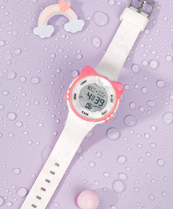 Spiky Eva12 Cat Shaped Sports Digital Watch - White
