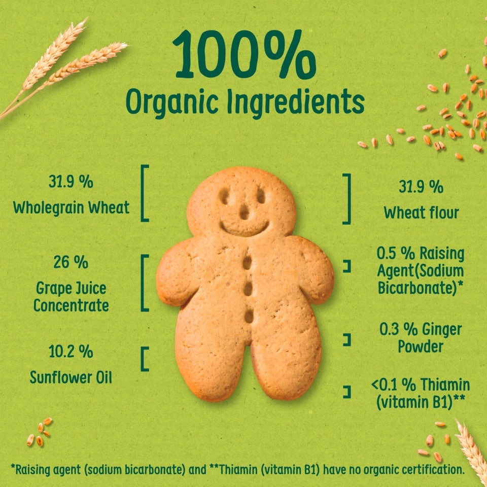 Organix Organic Gingerbread Men Biscuits Toddler Snacks – 12+ Months, 135g
