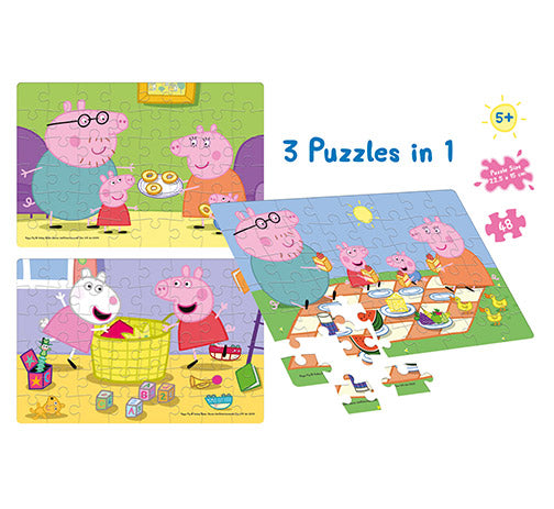 Frank Peppa Pig 3 Puzzles In 1 5Y+ 48Pcs