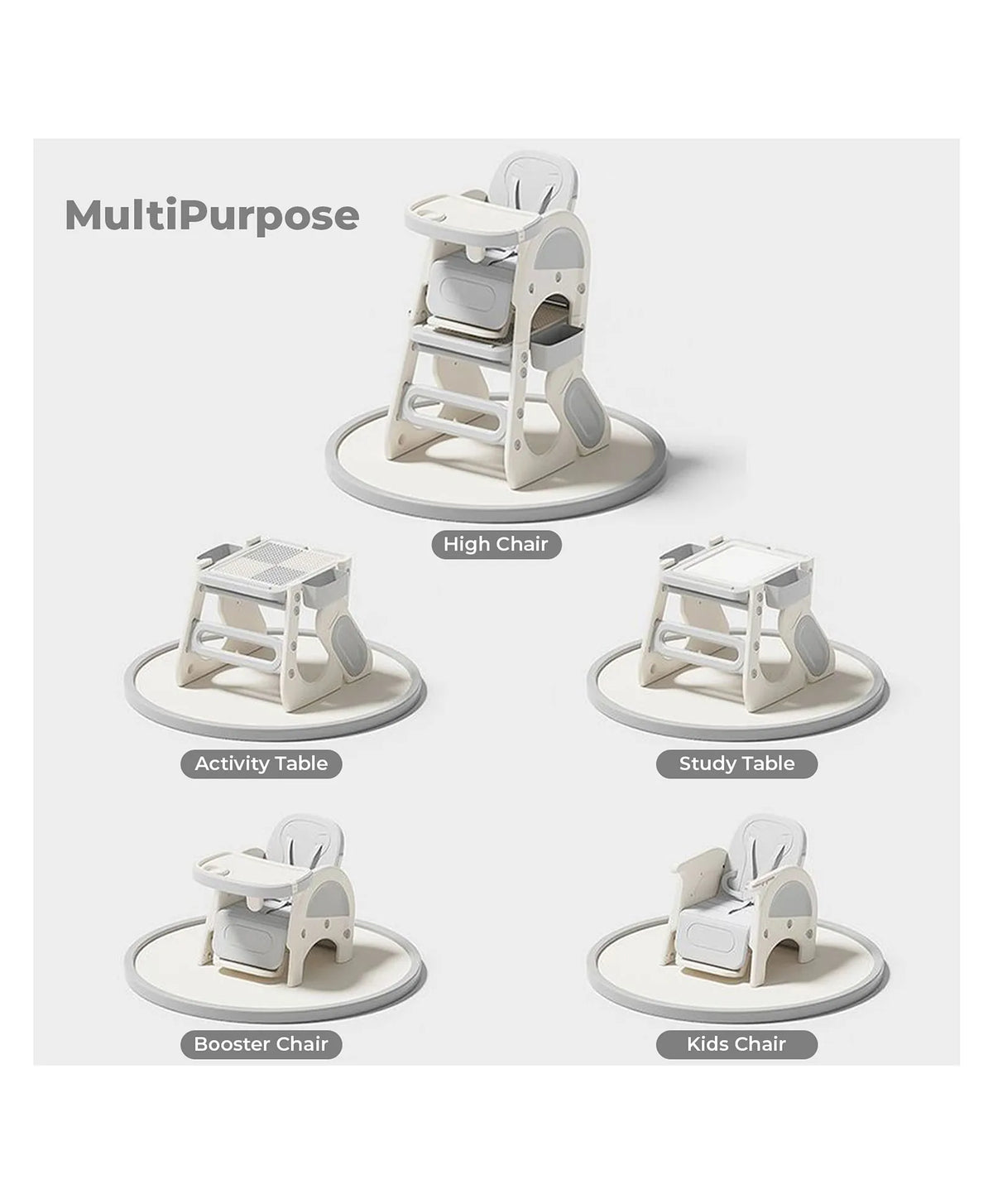 R for Rabbit Grow N Play 5-in-1 Convertible High Chair Standard Size White