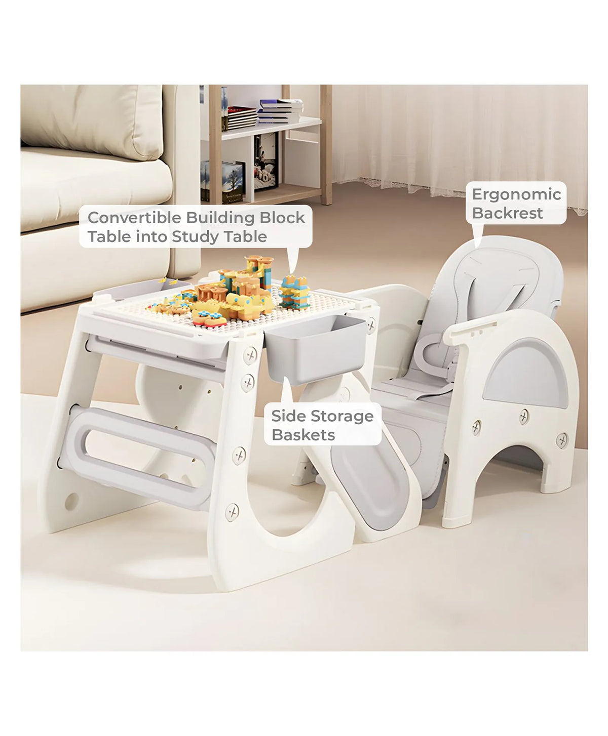 R for Rabbit Grow N Play 5-in-1 Convertible High Chair Standard Size White
