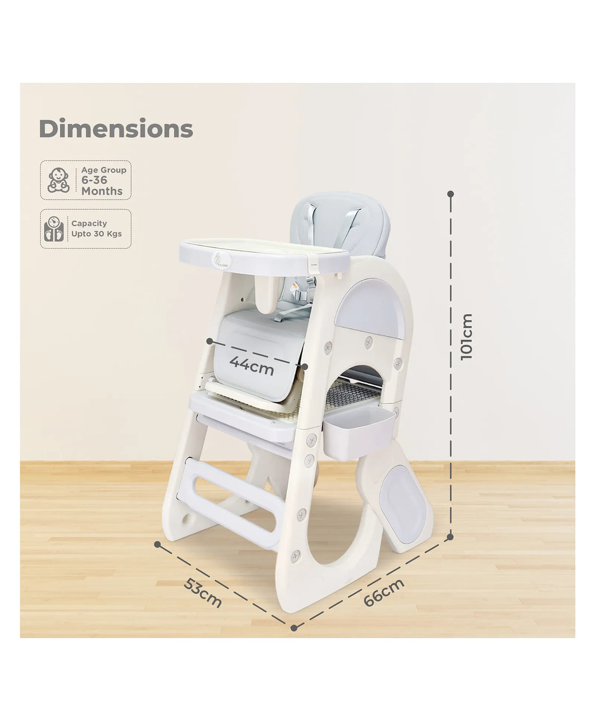 R for Rabbit Grow N Play 5-in-1 Convertible High Chair Standard Size White