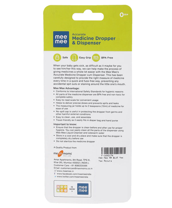 Mee Mee 2 in 1 Accurate Medicine Dropper Cum Dispenser - Assorted Colour