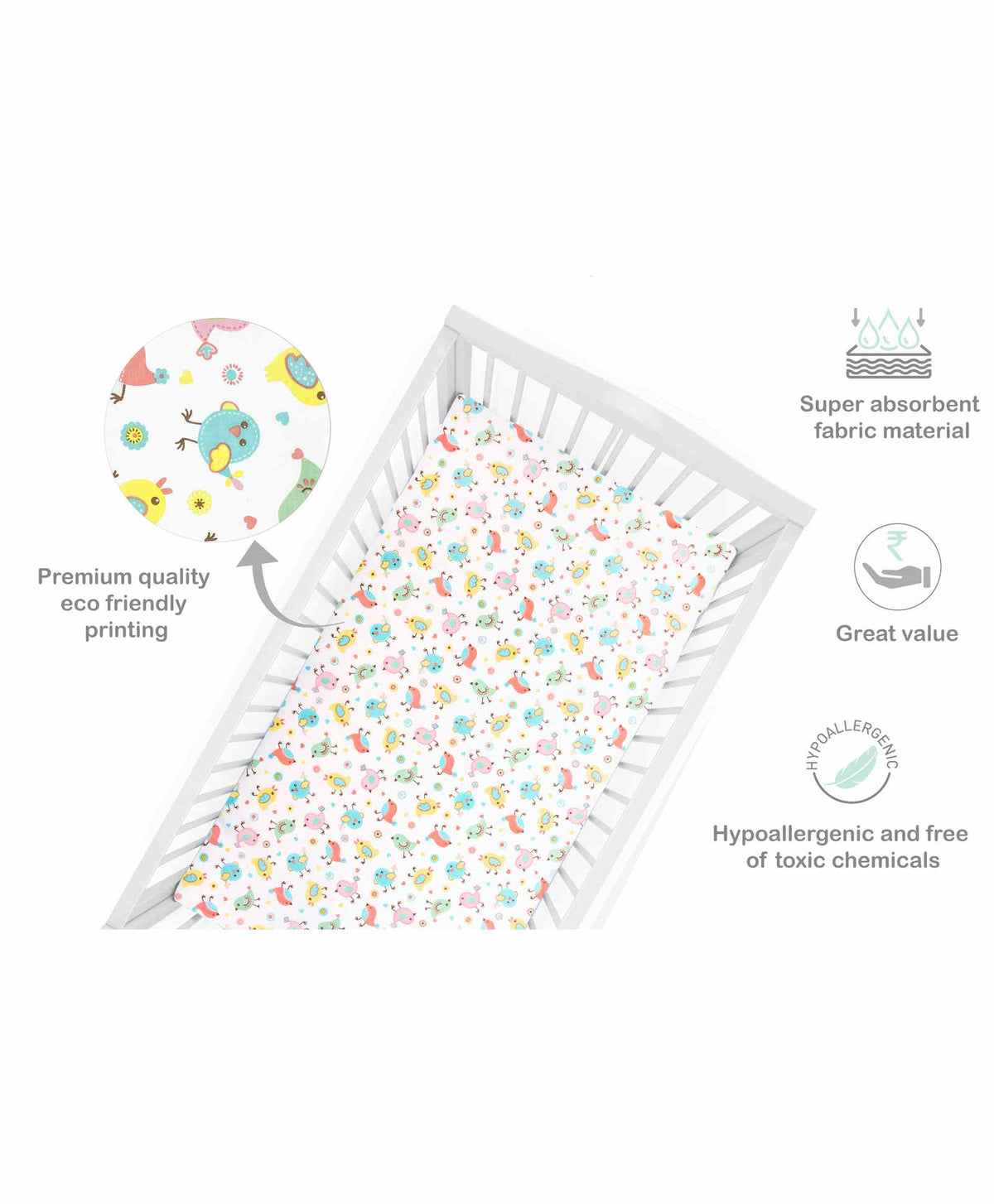Abracadabra Cotton Flat Sheets Set of 2 – Chirpy Bird