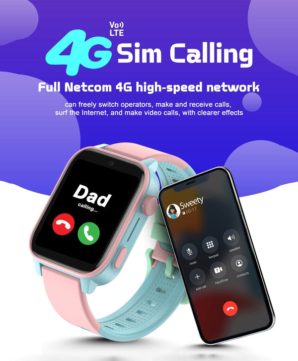 Spiky GNOME 4g Video & Voice Calling Smartwatch with - Pink