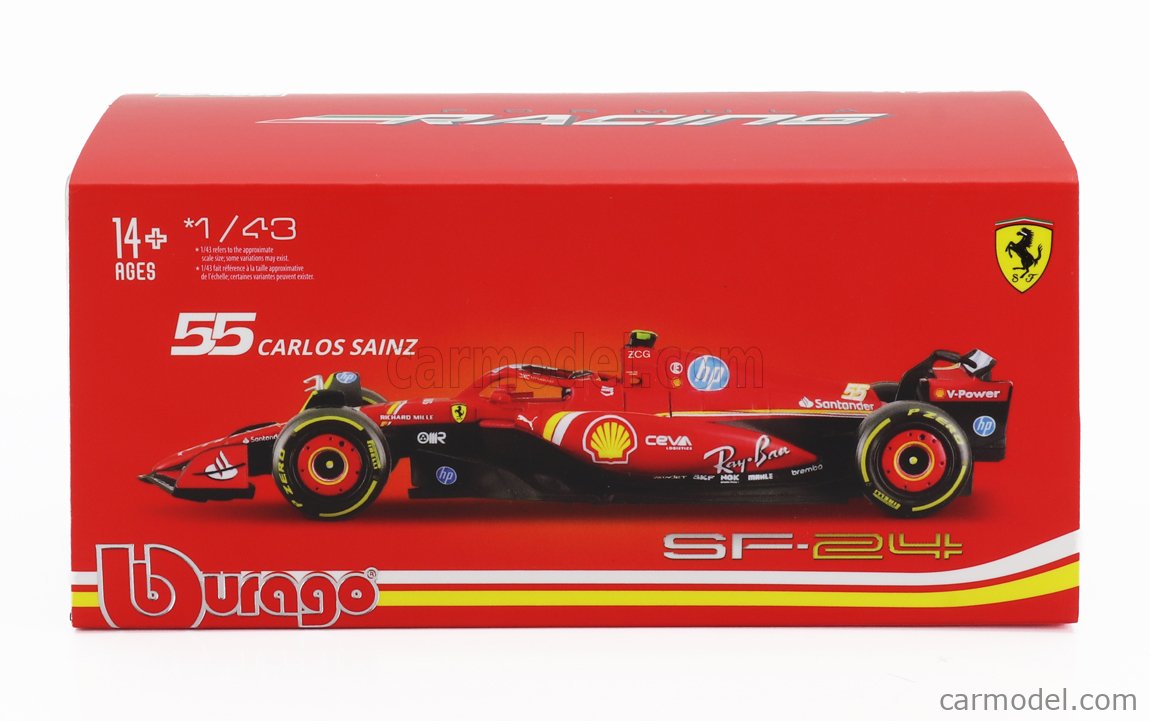 Bburago 1/43 Scale Model Ferrari SF24 16 Compatible with Charles Leclerc 2024 Race Formula