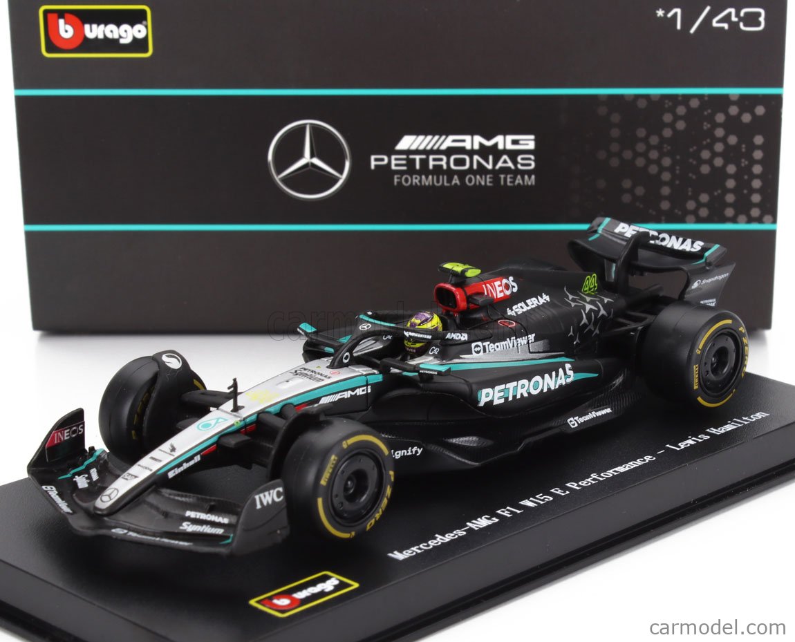 Bburago 1:43 F1 Mercedes AMG W15 2024 With Helmet Lewis Hamilton Race Car