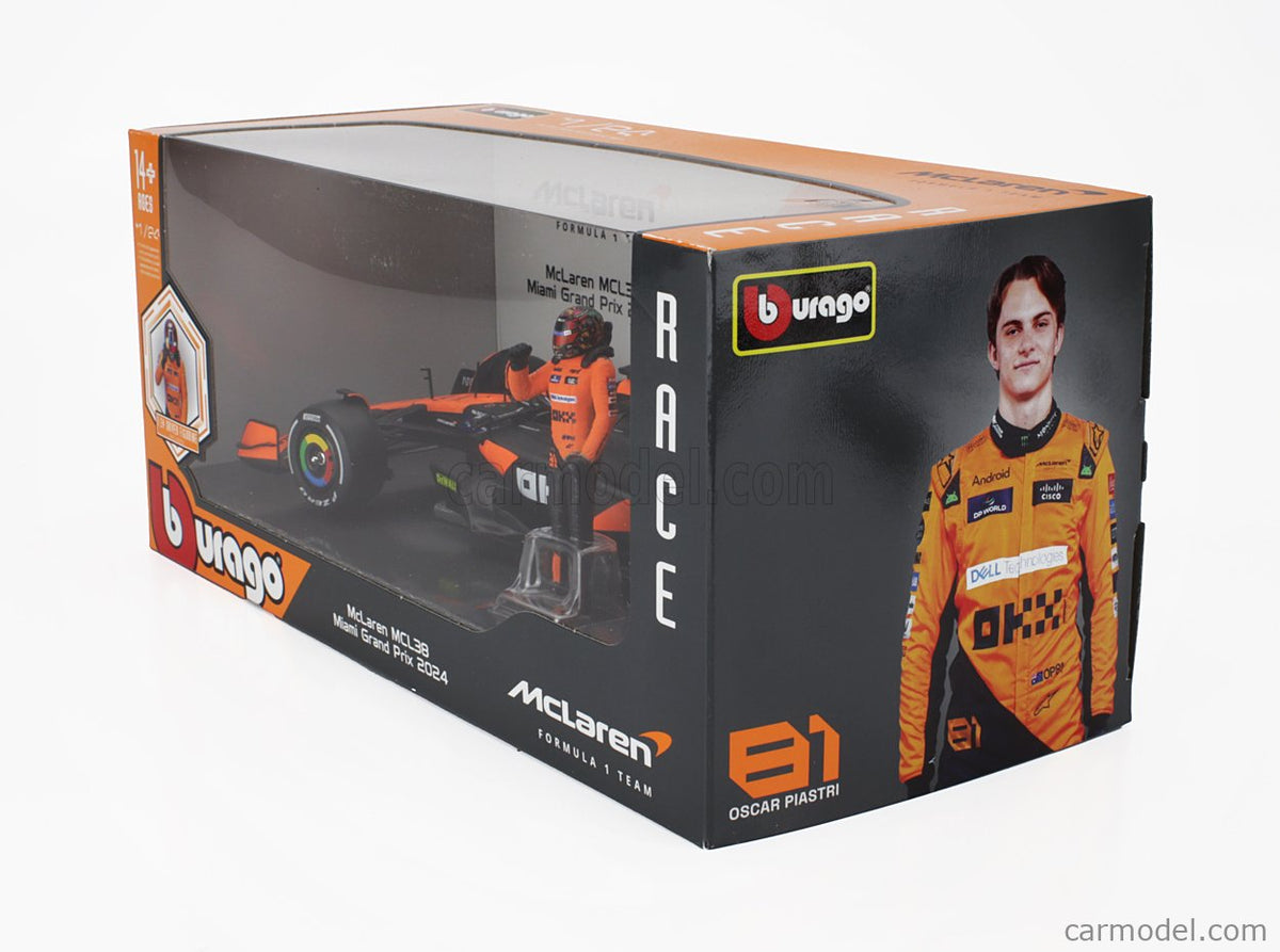 Bburago McLaren MCL38 Miami GP 2024 #81 Oscar Piastri – 1:24