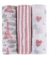 Abracadabra Cotton Muslin Swaddles Set of 3 – Eiffel Tower