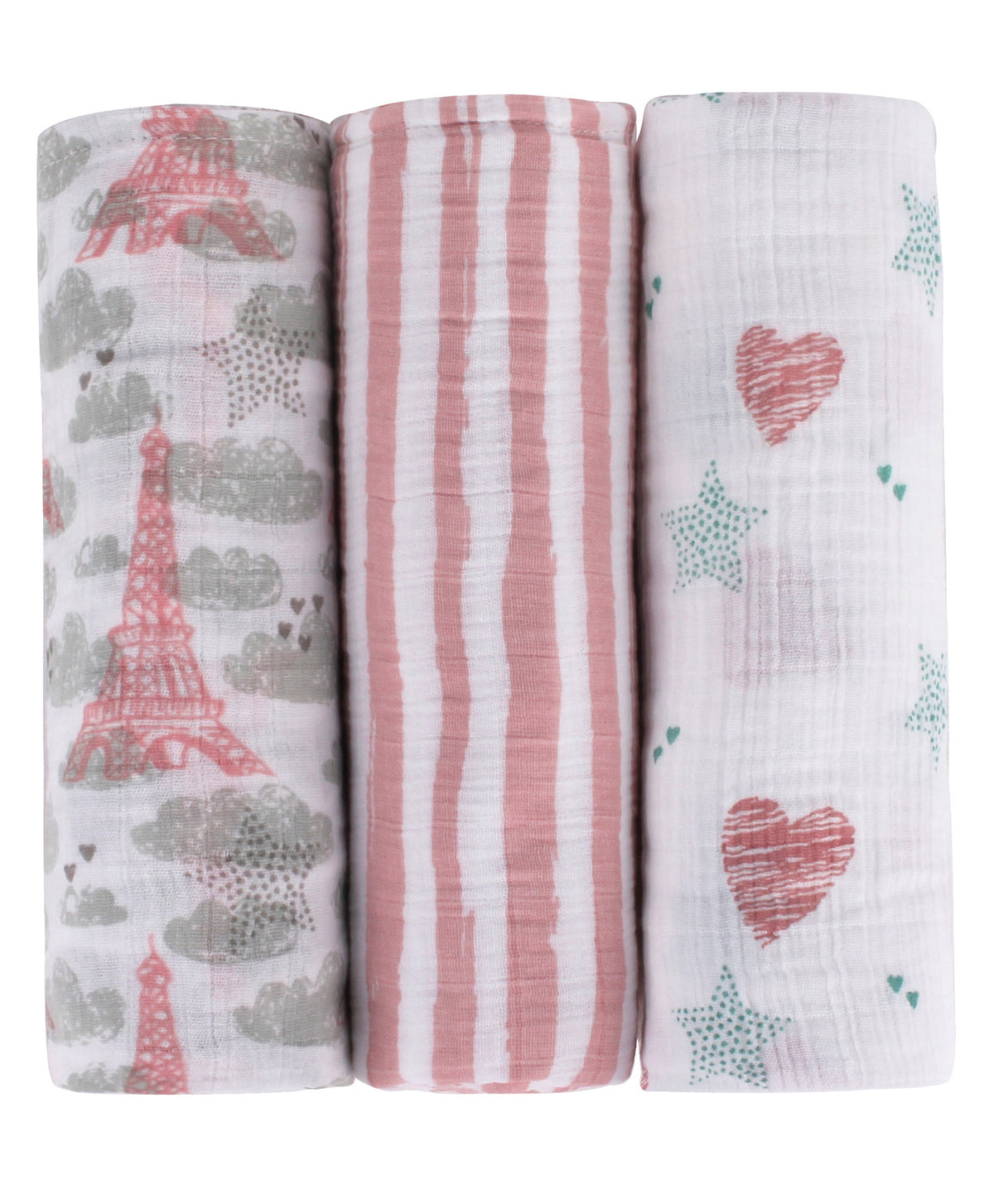 Abracadabra Cotton Muslin Swaddles Set of 3 – Eiffel Tower