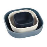 BEABA Silicone Stackable Bowls Set of 3 – Night Blue, Cotton & Baltic Blue