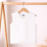 Hopop Baby Front Open Sleeveless Cotton Vest Preemie–12M – White