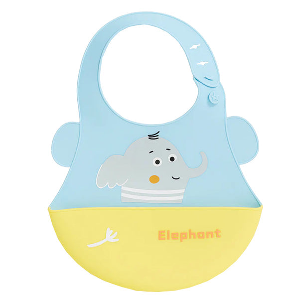 Hopop Easy Clean Crumb Catcher Silicone Bib Elephant 6M+