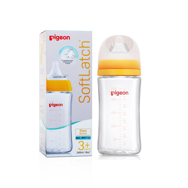 Pigeon Glass Nursing Bottle with Softlatch Nipple 240ml