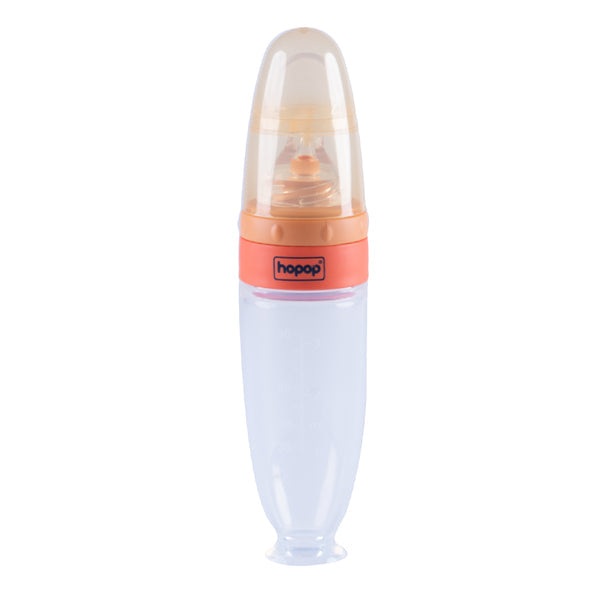 Hopop Soft Squeezy Silicone Spoon Food Feeder 90 ml Orange