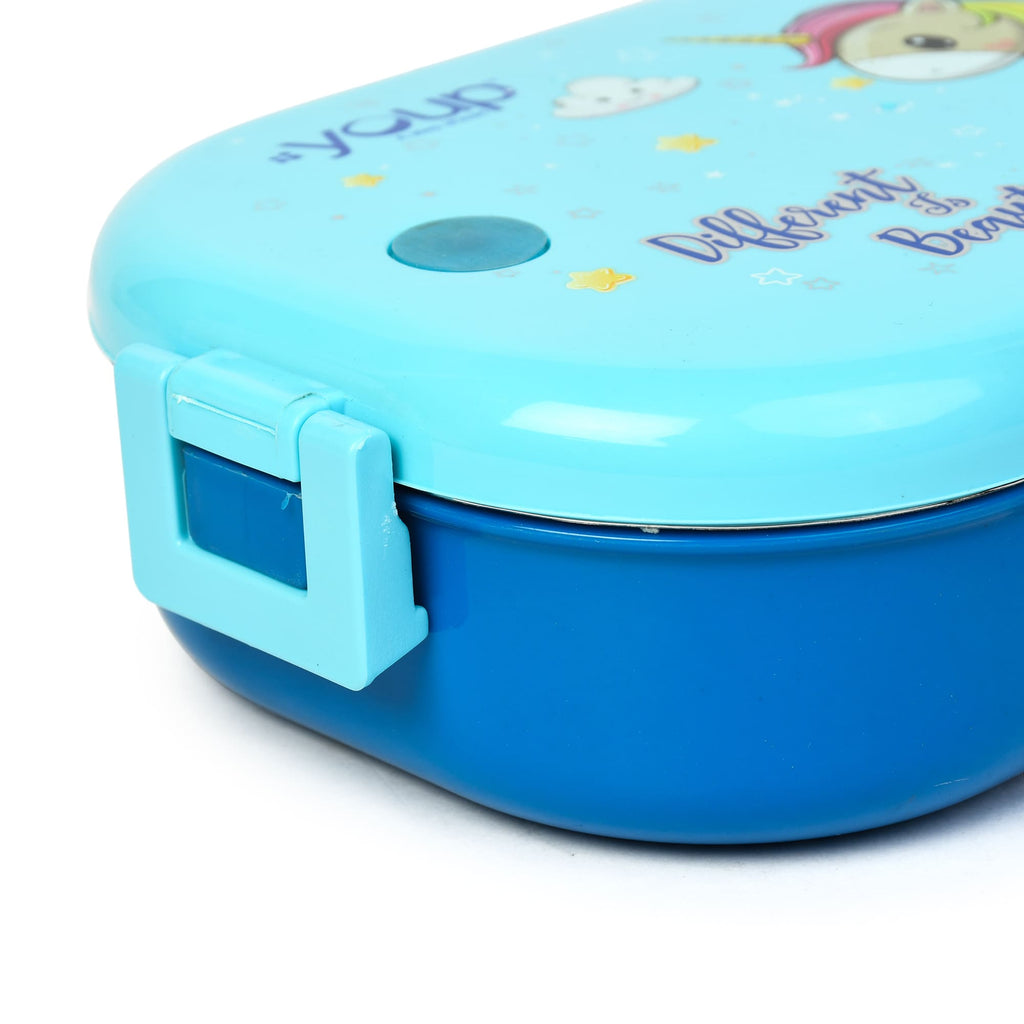 Youp Stainless Steel Blue Color Kids Lunch Box - Unicorn Theme