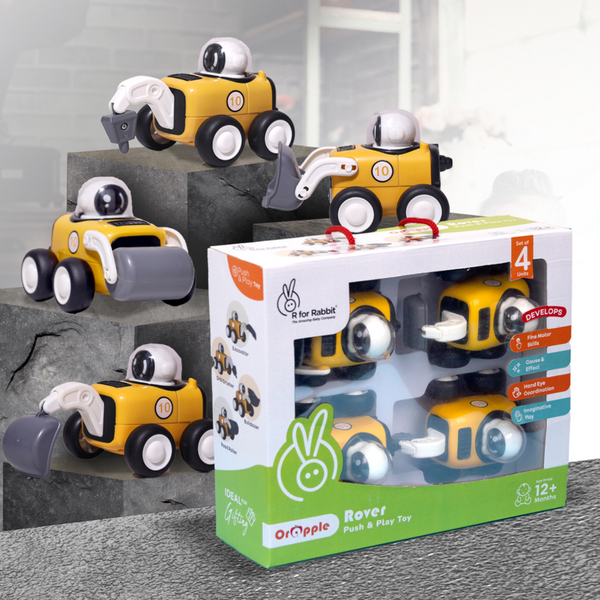 R For Rabbit Orapple Rover 4-Piece Mini Construction Vehicle Set Of 4 12M+