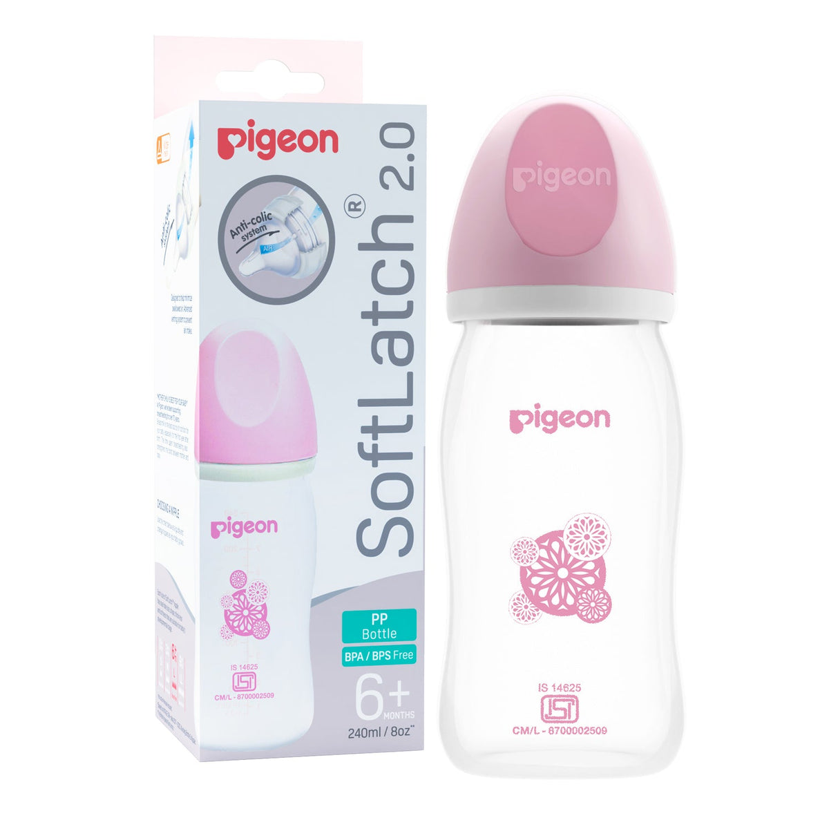 Pigeon Softlatch 2.0 Nursing bottle 240ml - Pink